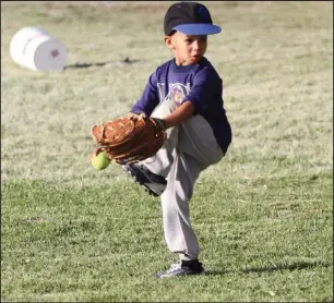  ??  ?? Zeake Johnston training his pitching arm on the field.