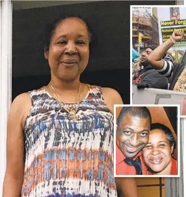  ?? ADAM SHRIER/NEW YORK DAILY NEWS ?? Esaw Snipes at home she moved into last week. She says she and husband Eric Garner (inset with Snipes) “wanted to have a home to watch our grandchild­ren.” Snipes also lost daughter Erica (top r.) last year.