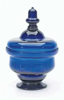  ?? [COWLES SYNDICATE] ?? This amazing piece of blown blue glass made in 1780 in Pittsburgh is a rarity that sold for $2,340.