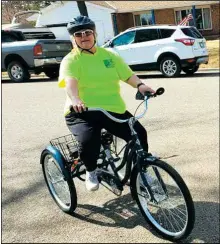  ?? Submitted Photo. ?? Dr. Gigi Goven exhibits smart, safe bike riding, wearing a properly-fitting helmet, sunglasses and a highly visible shirt.