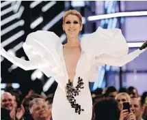  ??  ?? Céline Dion performs My Heart will Go On at the Billboard Music Awards last year. Dion, suffering inflammati­on of the throat, has cancelled another Las Vegas concert.