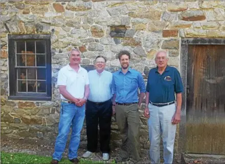  ?? BILL RETTEW JR. — DIGITAL FIRST MEDIA ?? New executive director at the Mill at Anselma, Will Caverly, third from left, and trustees Keven Kerr, left, Ernie Holling and Dave Rollenhaga­n