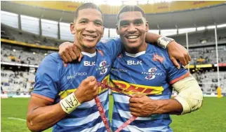  ?? /Ashley Vlotman/Gallo Images ?? Returning Boks: Manie Libbok, left, and Damian Willemse may be in the Stormers line-up to face the Dragons in Gqeberha on December 3.