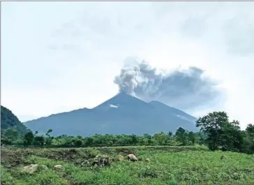  ?? CONRED/AFP ?? More than 3,000 have been evacuated after Guatemala’s Fuego volcano erupted on Sunday.