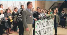  ?? | SUN- TIMES FILE ?? Activists held a news conference at City Hall in January to push to close loopholes in Chicago’sWelcoming City Ordinance.