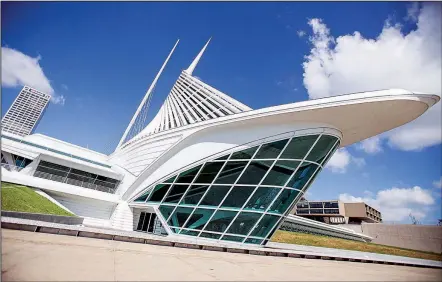  ?? Travel Wisconsin ?? The wing-like design of the Milwaukee Art Museum stands out on the shore of Lake Michigan. Designed by Santiago Calatrava, the Quadracci Pavilion is a “postmodern interpreta­tion of a Gothic Cathedral,” according to the museum’s web site.