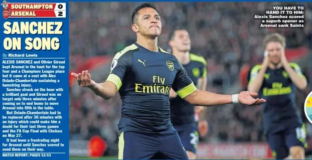  ??  ?? YOU HAVE TO HAND IT TO HIM: Alexis Sanchez scored a superb opener as Arsenal sank Saints