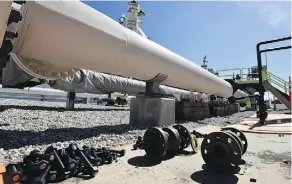  ?? DALE G YOUNG/THE DETROIT NEWS VIA AP ?? Enbridge prepares to test parts of the Line 5 pipeline under the Straits of Mackinac last summer.