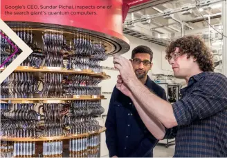 ??  ?? Google’s CEO, Sundar Pichai, inspects one of the search giant’s quantum computers.