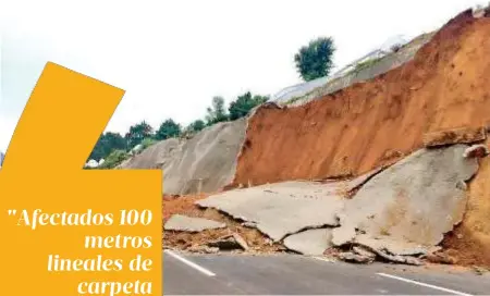  ?? FOTOS: CORTESÍA ?? Parte de un cerro obstruyó tres carriles de unos de los sentidos de la autopista.