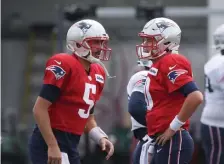  ?? NAncY LAnE / HErALD StAFF FILE ?? BUMPED UP: The Patriots signed Brian Hoyer (5) to the active roster.