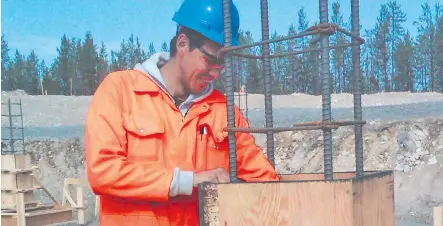  ??  ?? A Tron employee fabricates a footing for an upcoming concrete pour. Indigenous people make up 30% of Tron’s workforce in Saskatchew­an.