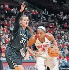  ?? [KYLE ROBERTSON/DISPATCH] ?? Ohio State’s Sierra Calhoun has made 26 of her past 58 threepoint attempts.