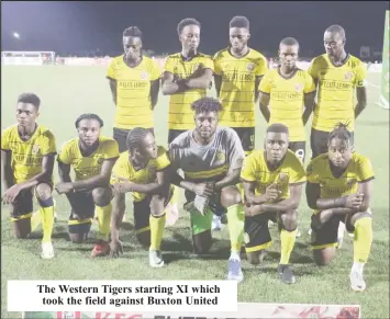  ?? ?? The Western Tigers starting XI which took the field against Buxton United