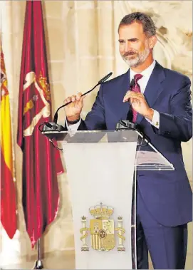  ?? EFE ?? El Rey Felipe VI, ayer, durante su discurso en el acto celebrado en Cuenca.