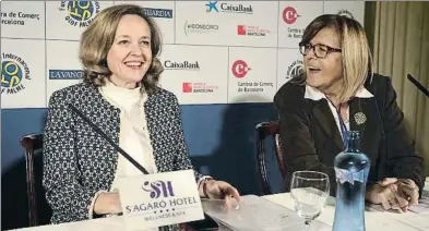  ?? PERE DURAN / NORD MEDIA ?? La ministra Nadia Calviño y la presidenta de la Fundació Olof Palme, Anna Balletbò, el año pasado