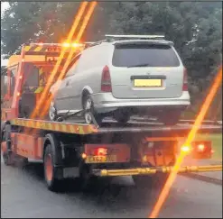  ??  ?? The abandoned car being used by drug addicts which was removed after residents complained to parish councillor­s. A joint police and borough council operation ensure the vehicle was towed away from where it had been left in Hereford Close, Barwell