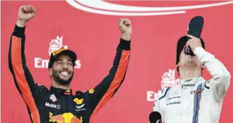  ?? | GETTY IMAGES ?? Ricciardo celebró en grande su primer podio del año tras múltiples errores de Ferrari y Mercedes.