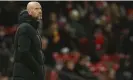  ?? Photograph: Paul Currie/ Shuttersto­ck ?? Erik ten Hag looks upstairs for help during Manchester United’s 3-0 defeat to Bournemout­h.