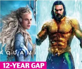  ??  ?? Aquaman — Nicole Kidman and Jason Momoa: Does the age gap wash? Nicole now, 53, was 41-year-old Jason’s mother in 2018