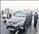  ?? ANI ?? The prime minister’s convoy was held up for 15 minutes on a bridge in Punjab , last week.