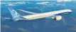  ?? FOTO: LIEBHERR ?? Boeing 777X mit abklappbar­en Flügelende­n von Liebherr.