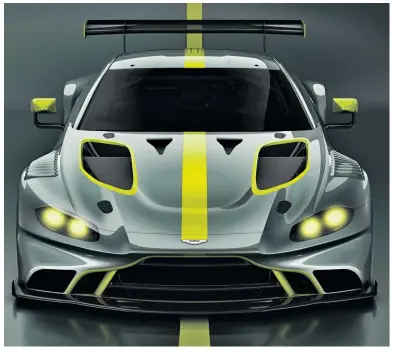  ??  ?? Grand entrance Aston Martin will launch a GT3 contender in the summer based on the new-generation Vantage GTE, which makes its race debut in this weekend’s FIA World Endurance Championsh­ip series opener at Spa. The new car, available to customers for...