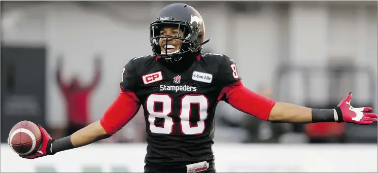  ?? — CRYSTAL SCHICK/CALGARY HERALD FILES ?? Stampeders’ Sederrik Cunningham started last season on the team practice roster and ended up being named as the team’s top rookie.