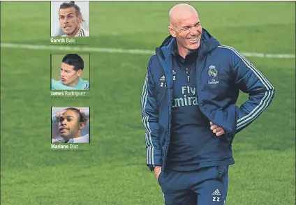  ?? FOTO: SIRVENT ?? Gareth Bale
James Rodríguez
Mariano Díaz
Zidane ya está trabajando para planear una pretempora­da que va a ser muy rara y que ser realizará en Valdebebas