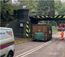  ?? ?? A view of Fosters Bridge and the skip in the road, with the vehicle in the distance.