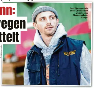  ?? Foto:pictureall­iance/dpa ?? Fynn Kliemann steht in der Öffentlich­keit wegen seiner Maskendeal­s am Pranger.