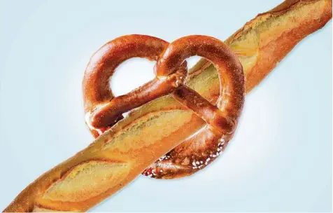  ?? Foto: Fotolia, cim ?? Die deutsche und französisc­he Wirtschaft wirken eng verflochte­n. Breze und Baguette sind somit wie in unserem Bild innig verbunden.