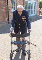  ?? MAYTRIX GROUP ?? British army veteran Thomas Moore pledged to walk 100 laps in his garden before his 100th birthday.