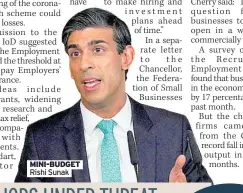  ??  ?? MINI-BUDGET
Rishi Sunak