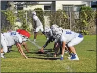  ?? BY NICK TOPPING- NTOPPING@DIGITALFIR­STMEDIA.COM ?? Saratoga Springs offensive line lines up during practice on Wednesday. The offensive line has been key to Saratoga’s success on the run game.