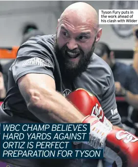  ??  ?? Tyson Fury puts in the work ahead of his clash with Wilder