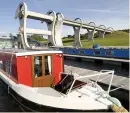  ??  ?? A narrowboat at the Falkirk Wheel