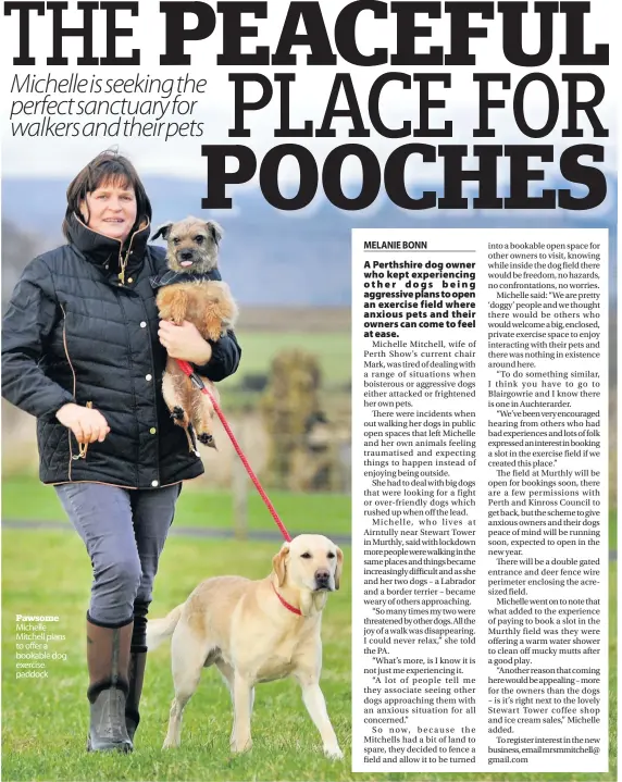  ??  ?? Pawsome Michelle Mitchell plans to offer a bookable dog exercise paddock