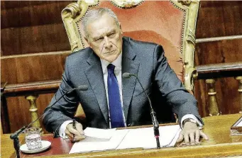  ?? Ansa ?? Palazzo Madama Pietro Grasso, presidente del Senato e leader in pectore della sinistra