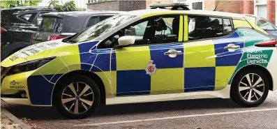  ?? ?? Green machine: One of Gloucester­shire Constabula­ry’s 89 electrical­ly-powered vehicles