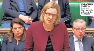  ??  ?? EMBATTLED Rudd tries to defend Government’s actions in the Commons