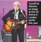  ??  ?? Yusuf/Cat Stevens on stage at the O2 Arena in London earlier this year