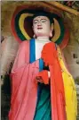  ?? PHOTOS FROM XU XIN’S SINA WEIBO ?? An ancient Buddha statue in Sichuan’s Anyue county (left) is said to have been painted by local believers to make it colorful.