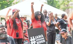  ?? HANNAH GABER/USA TODAY FILE ?? Demonstrat­ors mark the 60th anniversar­y of the Freedom Rides in June 2021 in Richmond, Va. Black voters will once again be crucial for Democrats to maintain control of the White House in 2024.