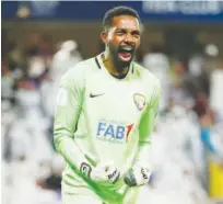  ??  ?? Al Ain’s Khalid Eisa celebrates after their victory over Team Wellington in a Club World Cup match at Hazza Bin Zayed Stadium in Al Ain on Wednesday.