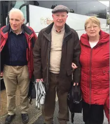  ??  ?? Manus Shields, Peter and Terri Tiernan after their trip to Knock.