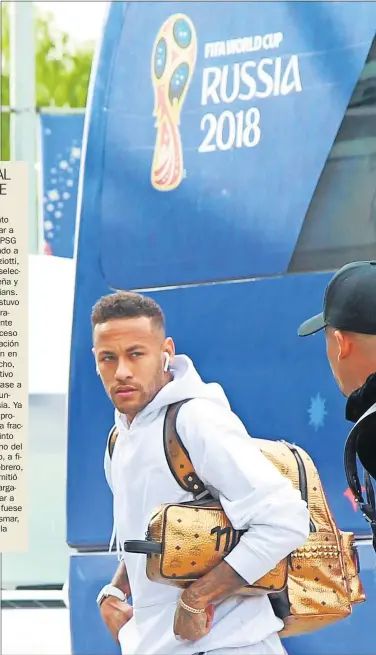  ??  ?? DECEPCIÓN. Con esta cara dejó Neymar Rusia tras caer Brasil eliminada en cuartos de final por Bélgica.