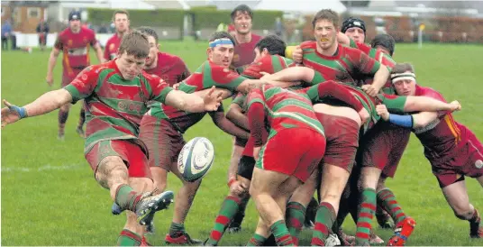  ?? Pictures: Richard Birch ?? Pwllheli clear their lines from a scrum against Caernarfon at Y Morfa last Saturday