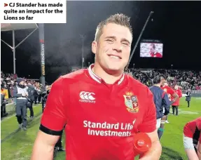  ??  ?? > CJ Stander has made quite an impact for the Lions so far