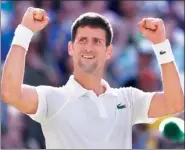  ?? ANDREW COULDRIDGE / REUTERS ?? Serbia’s Novak Djokovic celebrates beating Latvia’s Ernests Gulbis at Wimbledon on Saturday.